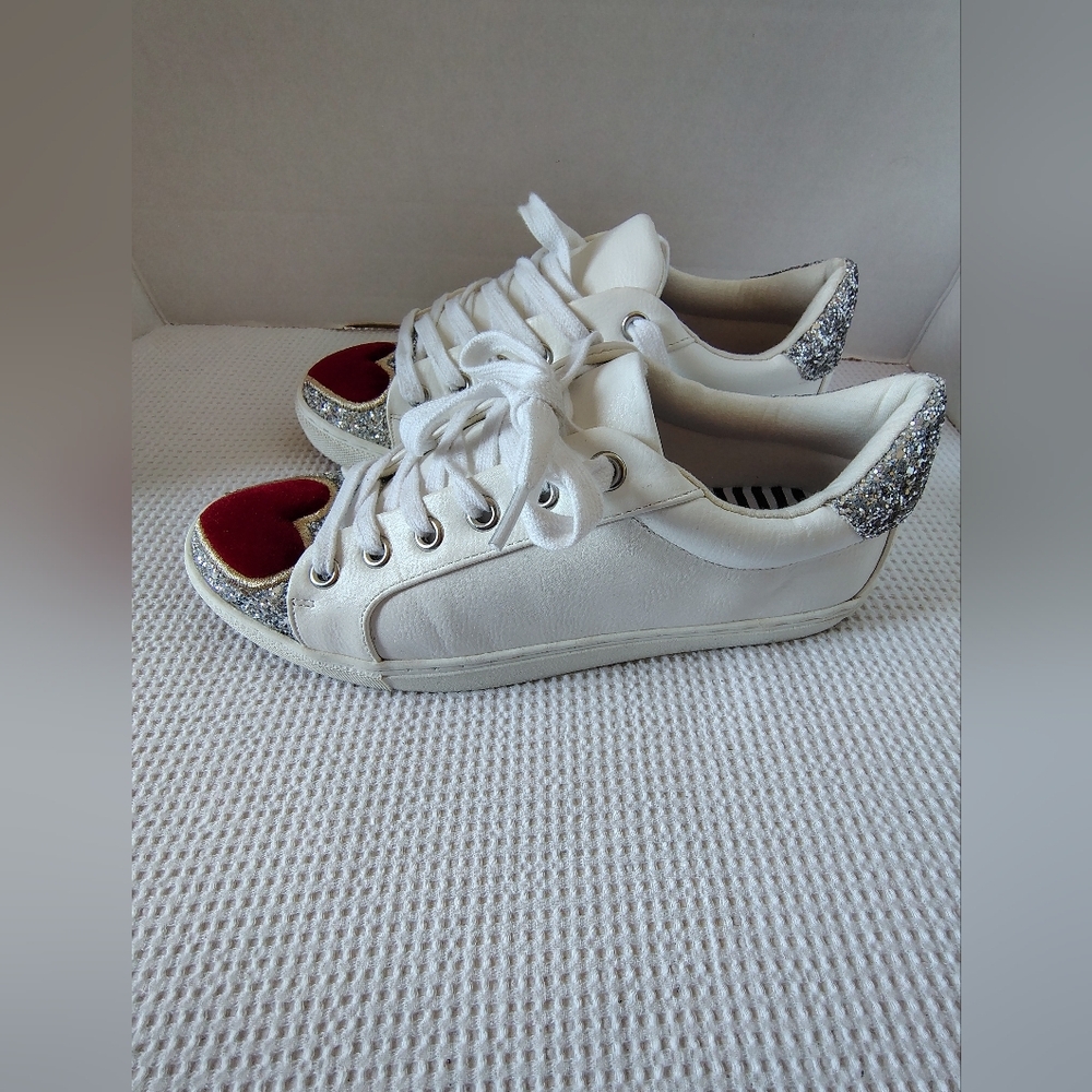 Betsey Johnson White and Red Sneakers Size 6